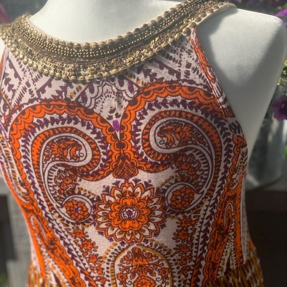 Alberto Makali Boho babydoll beaded maxi dress size 4 - Picture 7 of 7